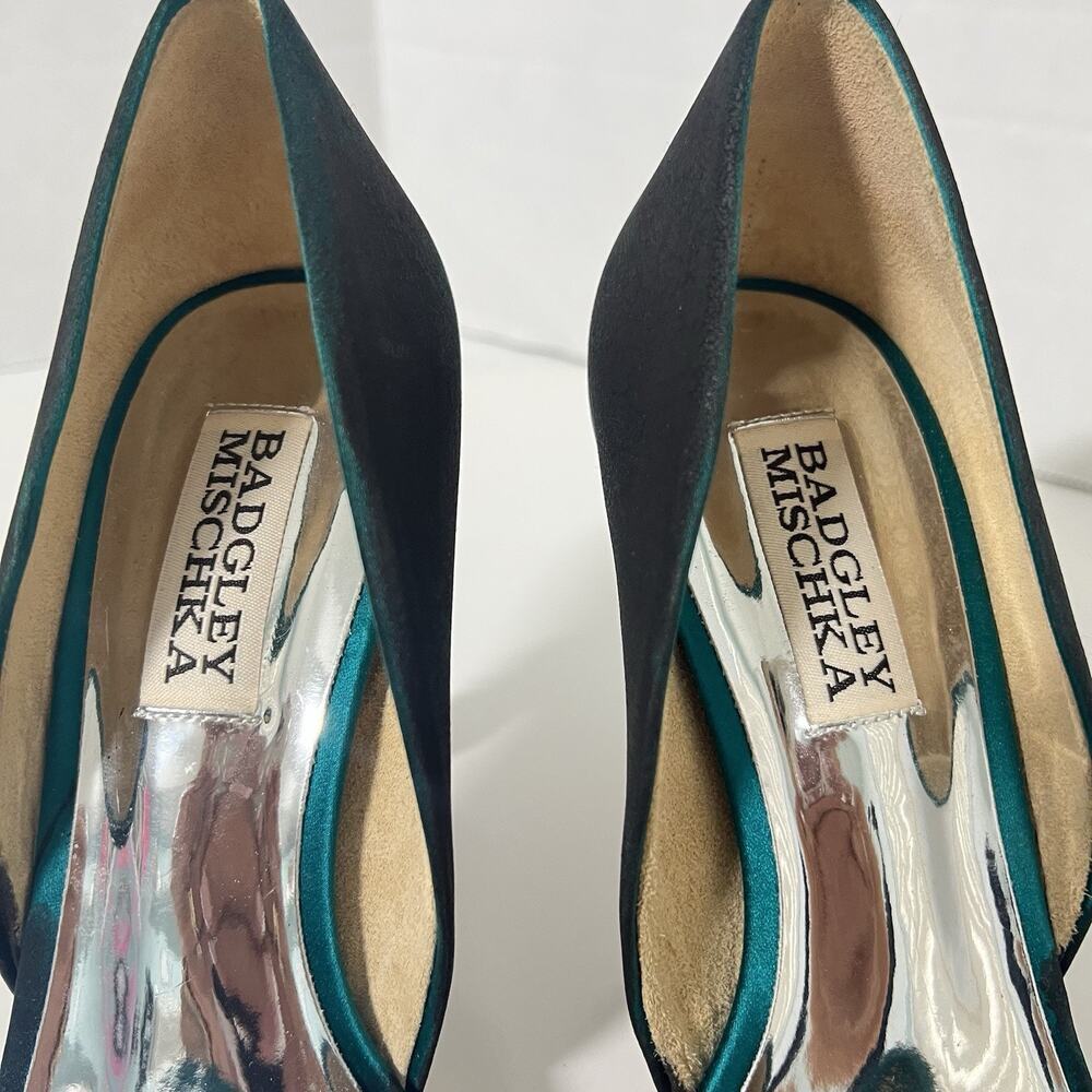 Badgley Mischka Emily Satin d'Orsay Pumps Size 6 Crystal Studded Stilettos - Picture 6 of 12